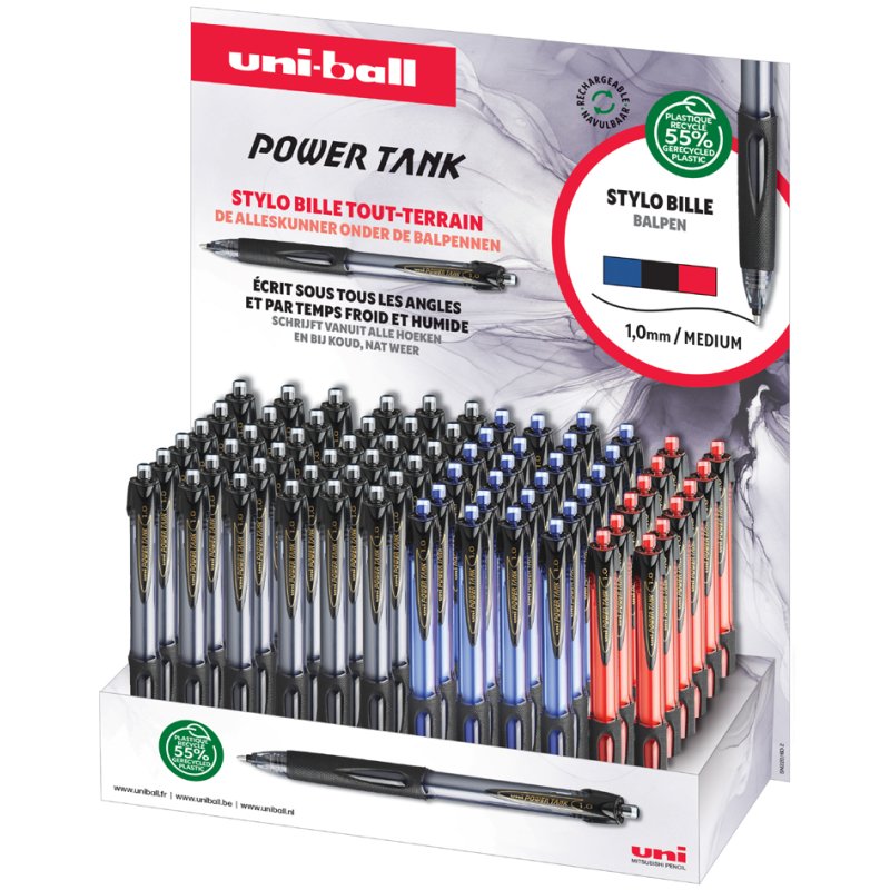 uni-ball drukbalpen POWER TANK SN220, 0,4 mm, gesorteerd, 72 stuks