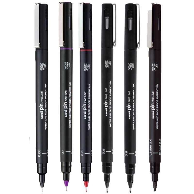 uni-ball PIN TOKYO fineliner, 6 pieces, waterproof