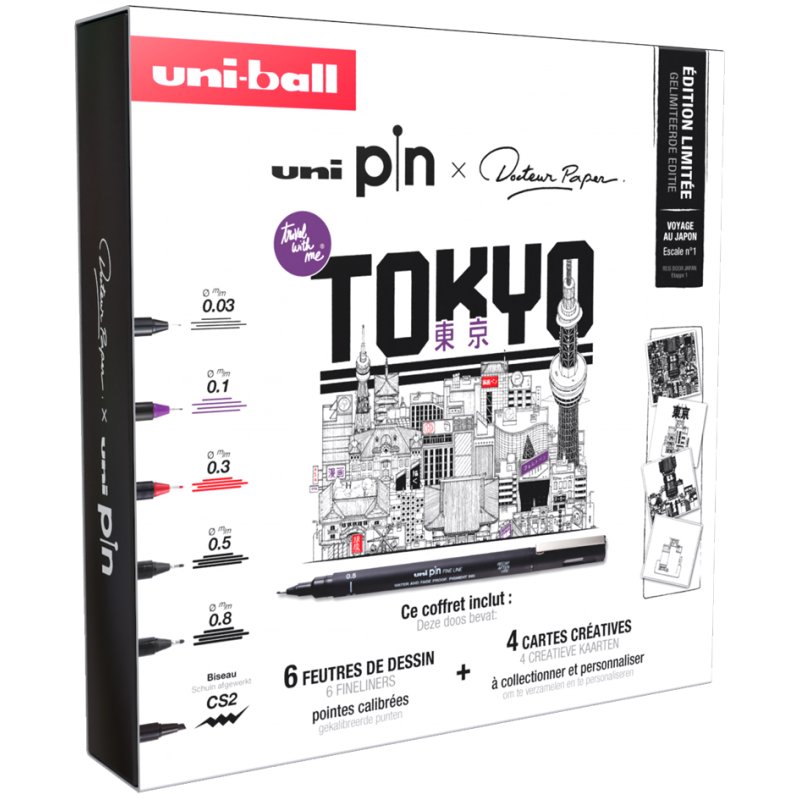 uni-ball PIN TOKYO fineliner, 6 pieces, waterproof