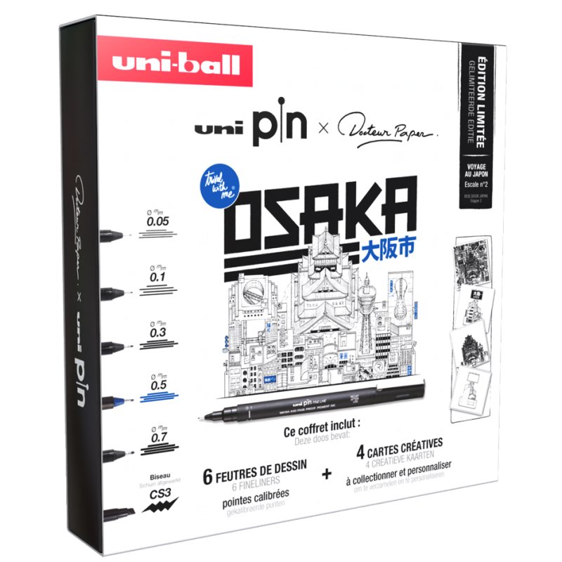uni-ball PIN OSAKA fineliner, 6 pieces, waterproof