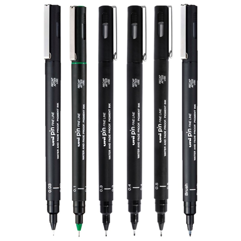 uni-ball PIN KYOTO fineliner, 6-piece set, waterproof
