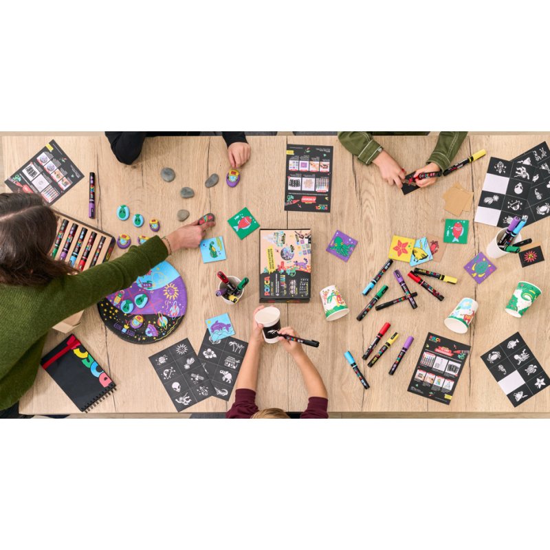 POSCA pigment marker 6-piece, waterproof, black and pastel colours