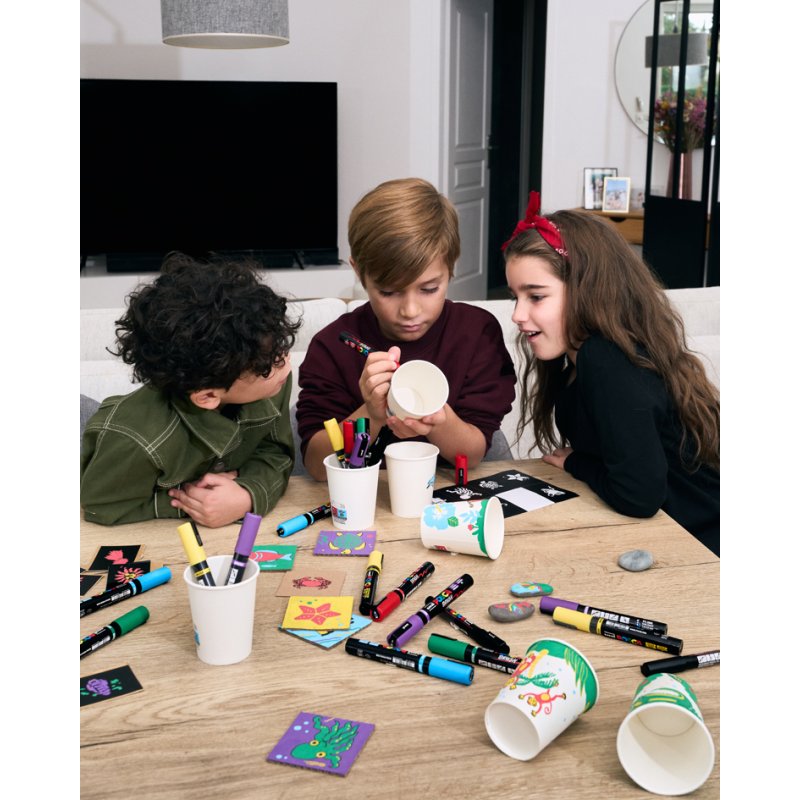 POSCA pigment marker 6-piece, waterproof, black and pastel colours