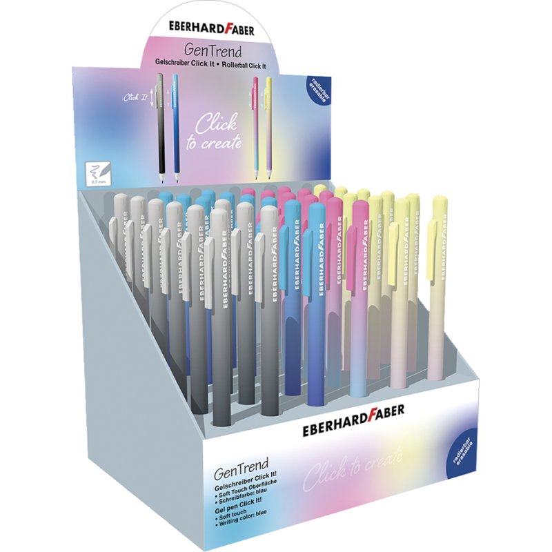 EBERHARD FABER Stylo gel Click It! GenTrend, rechargeable, 0,7 mm, 36 pièces