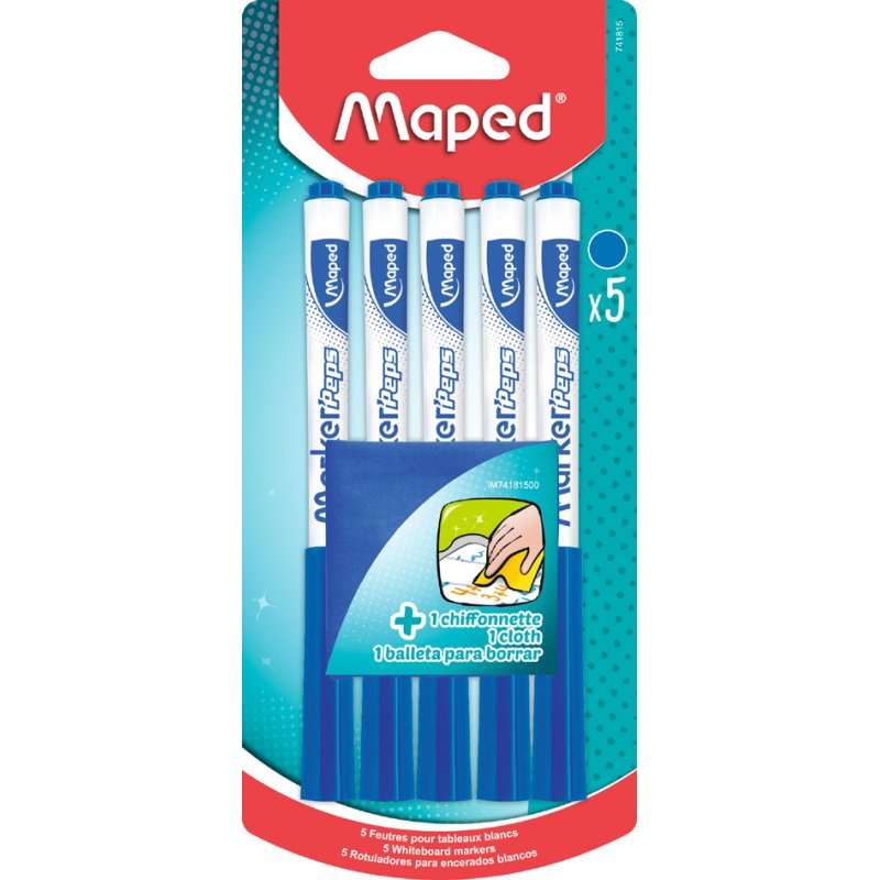 Maped marqueur blanc Marker'Peps, bleu, 5 pièces