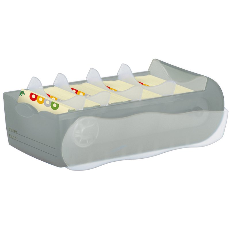 HAN boîte à fiches CROCO, horizontal A8, gris-translucide, 100 fiches