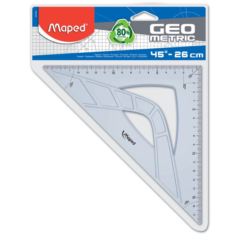 Maped Équerre de Dessin 45 degrés, plastique transparent 260mm