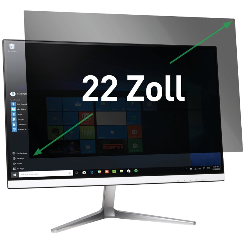 LEITZ privacy screen 27 inch, 16:9, blue light filter, black