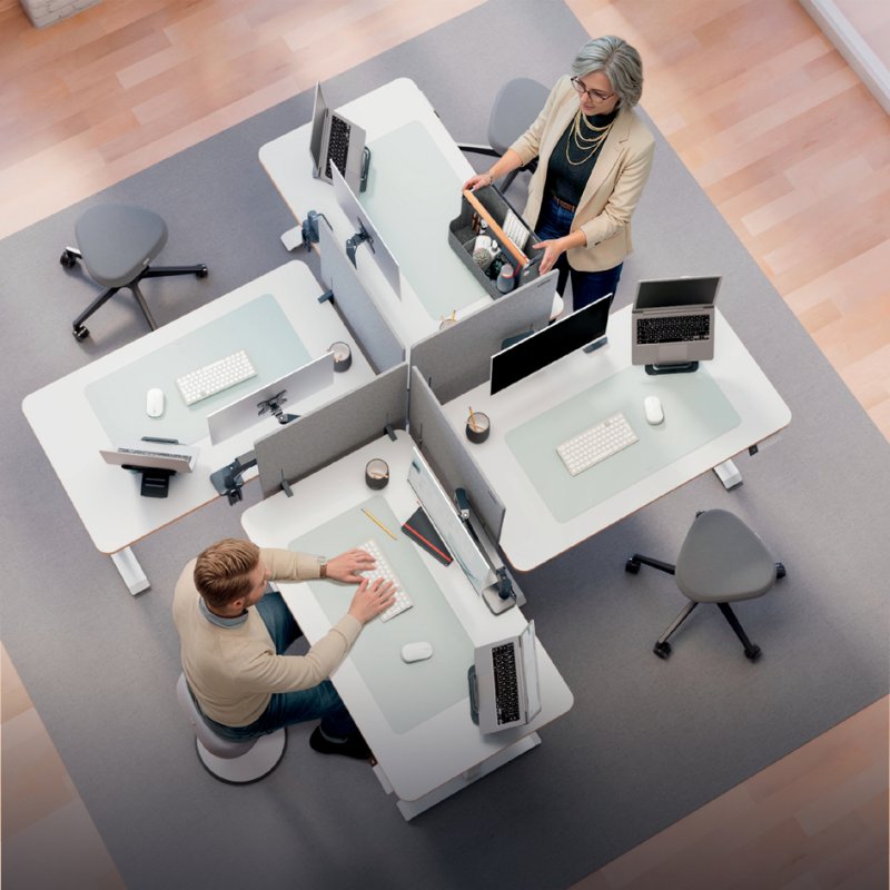 LEITZ akoestische bureauscherm, grijs, in hoogte verstelbaar 350-650 mm