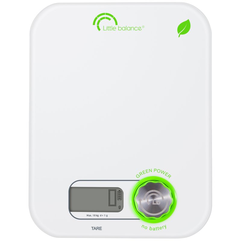 Little balance Kinetic kitchen scale, battery-free, white/green, 10 kg