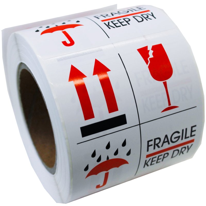 rillprint waarschuwingsetiketten FRAGILE KEEP DRY, permanent klevend, 500 stuks
