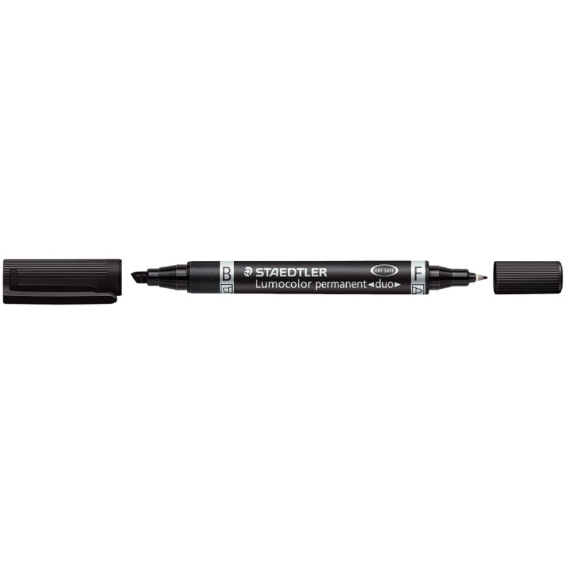 STAEDTLER Lumocolor permanente marker duo, wigpunt, zwart, navulbaar