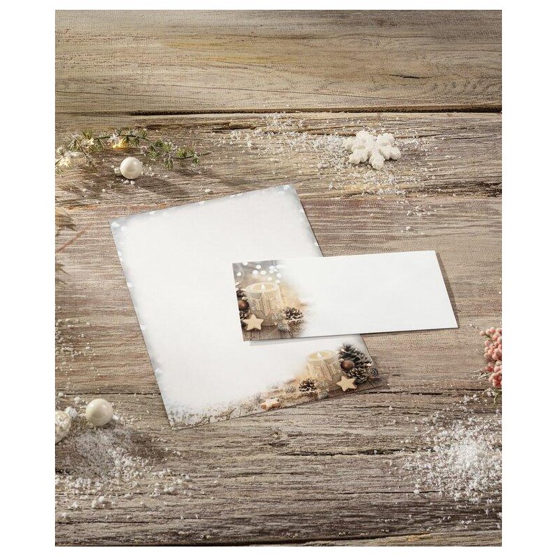 Sigel papier motif Noël Beige Christmas Candle, A4, 90 g/m², 25 feuilles