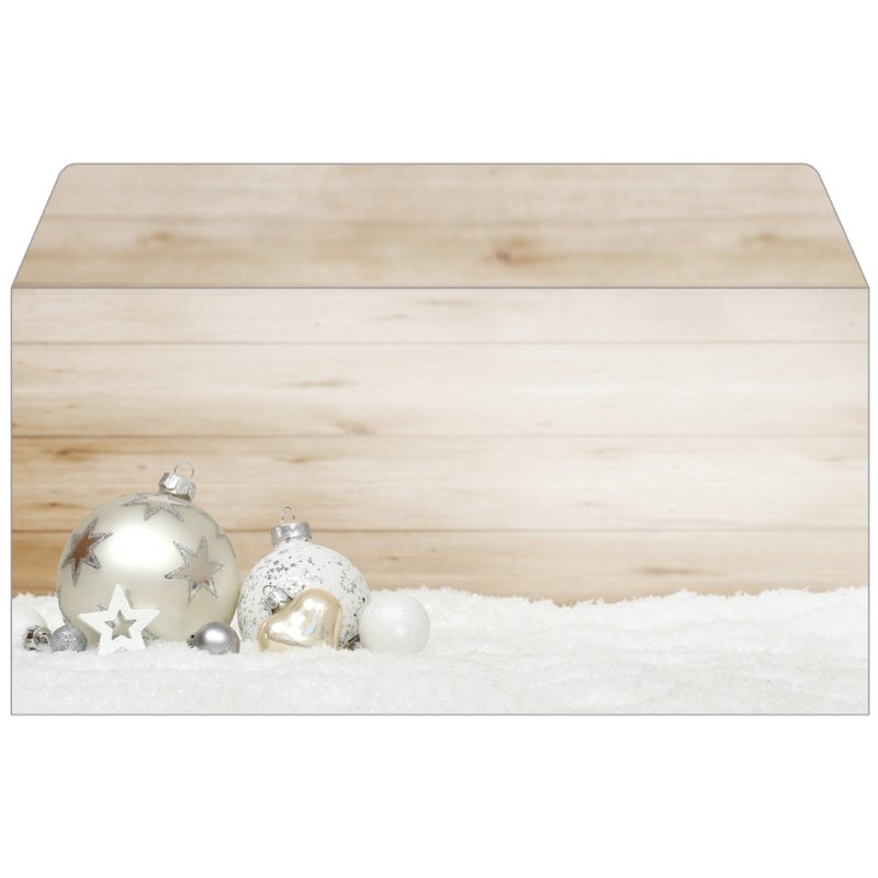 Sigel enveloppe de Noël pliée Noël Convivial, 110 × 220 mm, aspect bois beige & blanc, 50 pièces