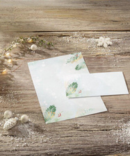 sigel kerstenvelop Christmas Forest Watercolor, DIN lang, 110×220 mm, 50 stuks