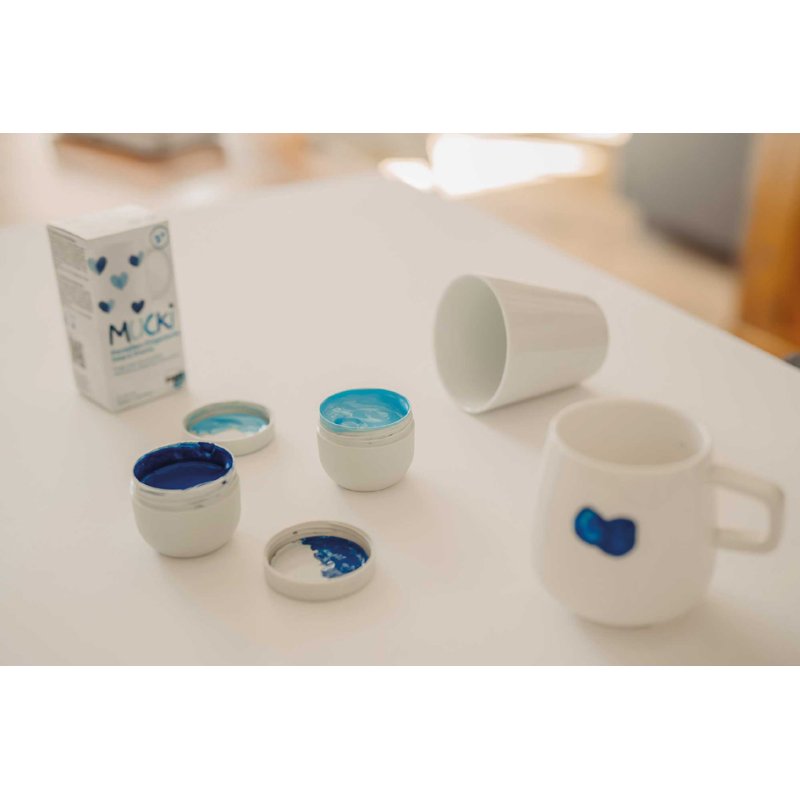 KREUL MUCKI porcelain paint, water-based, 2×50 ml, sky blue and deep sea blue