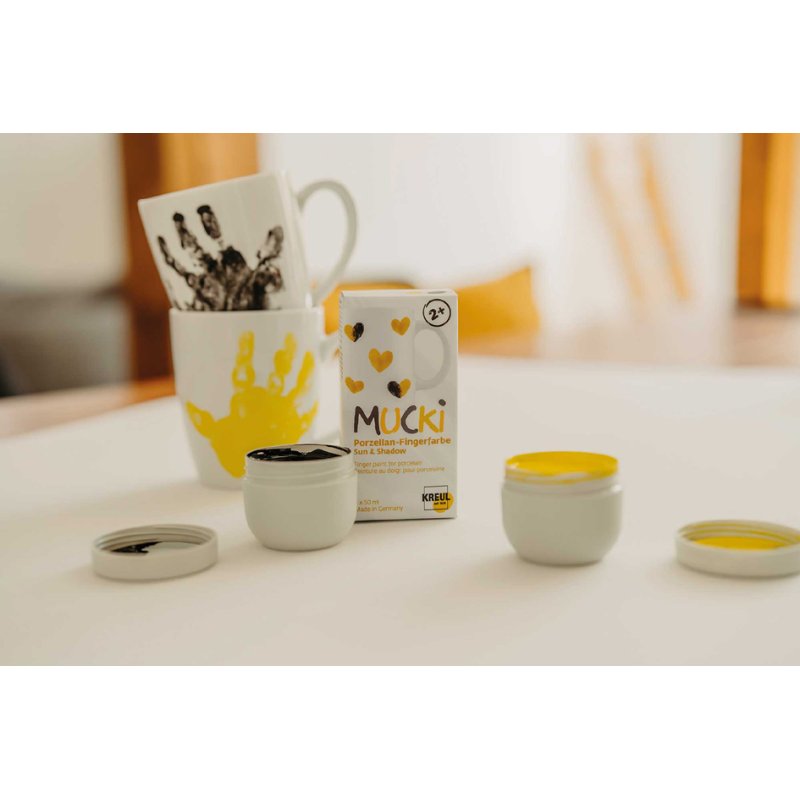 KREUL MUCKI porcelain paint, water-based, 2×50 ml, yellow-black