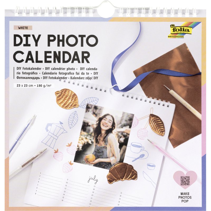 folia DIY Fotokalender, 230 x 230 mm, kraft