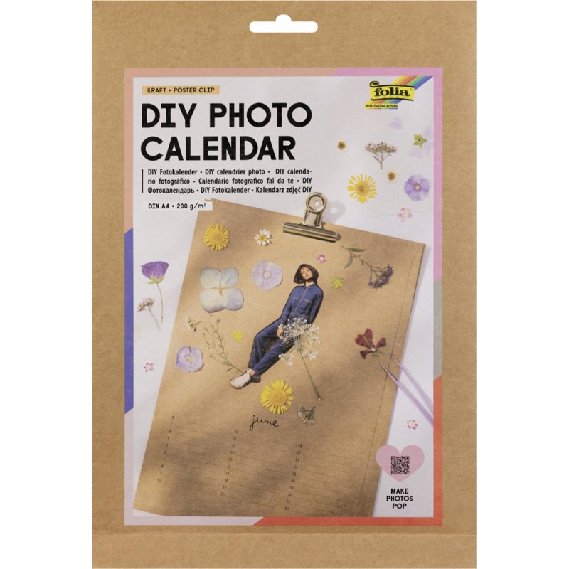 folia DIY fotokalender, A4, met klemmen, 13 vellen