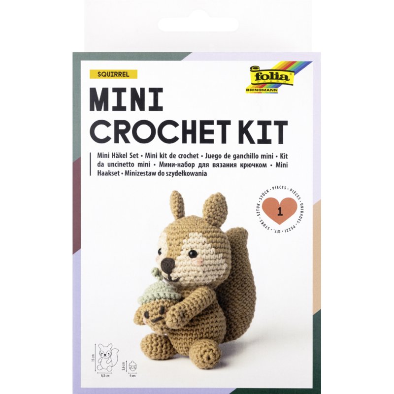 folia Mini-haakelset SQUIRREL, gesorteerde kleuren, inclusief toebehoren