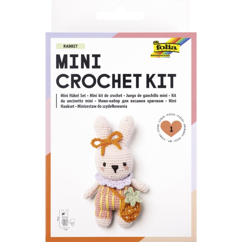 folia Mini-haakset RABBIT, gesorteerde kleuren, konijntjesmotief
