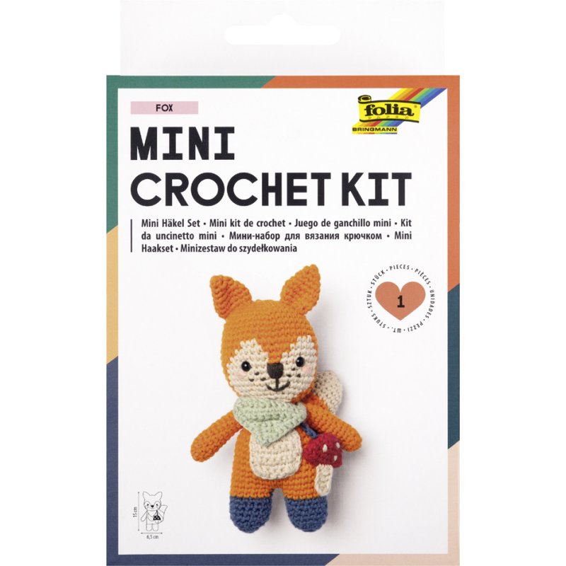 folia Mini haken set FOX, katoen, gesorteerde kleuren