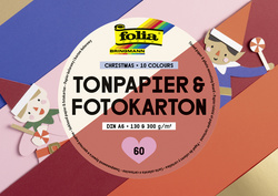 folia Construction Paper and Photo Card Pad, DIN A6, 60 sheets assorted