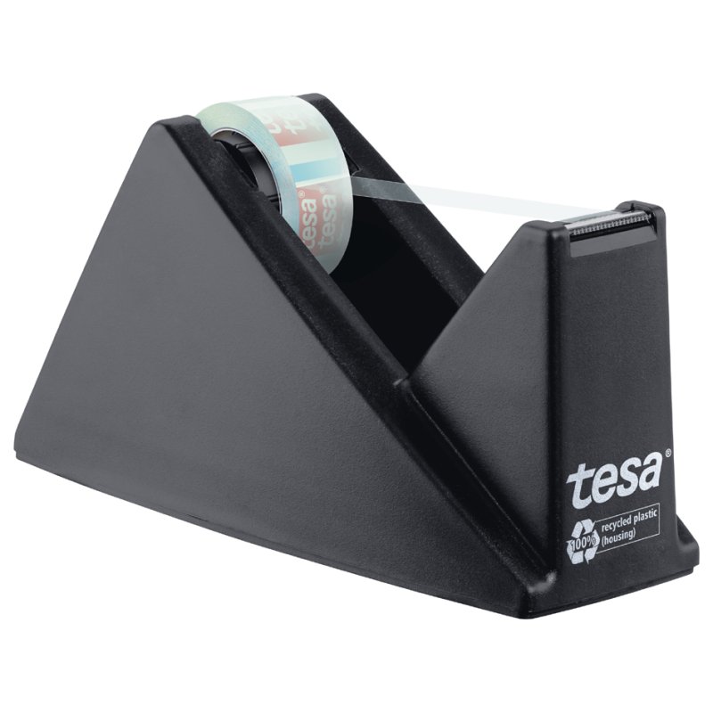 tesa Easy Cut Economy tape dispenser with adhesive tape, black