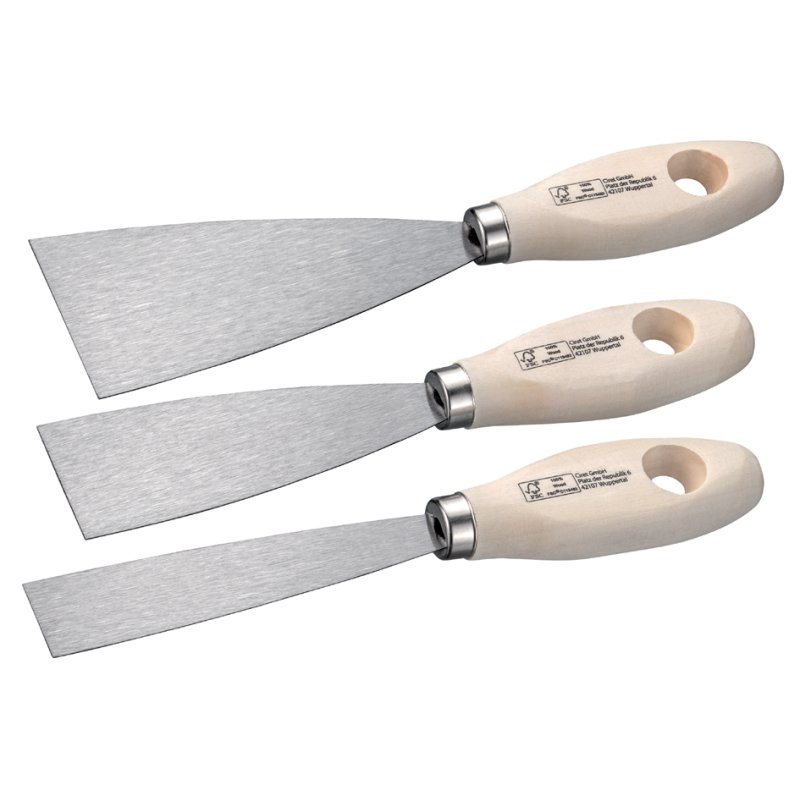 WESTEX spatula set, semi-flexible, 3-piece, wooden grip