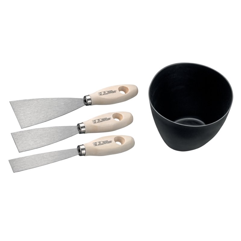 WESTEX plasterer's set 4-piece, scraper 25-60 mm, wooden grip