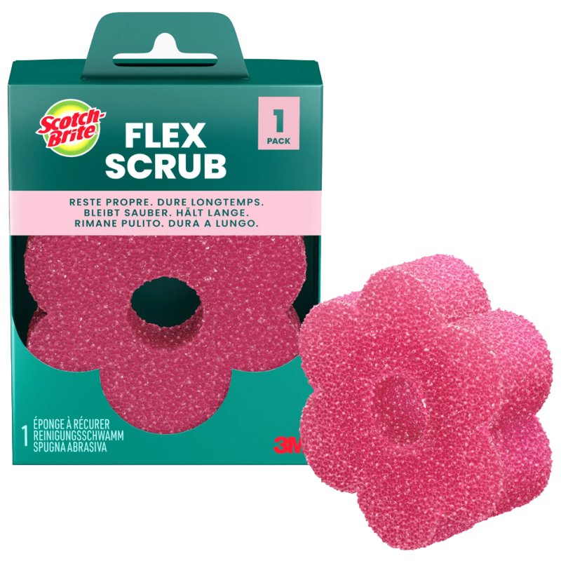 Scotch-Brite Flex Scrub reinigingsspons, roze, flexibel
