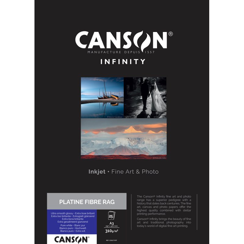 CANSON INFINITY fotopapier Platine Fibre Rag, wit, A4, 25 vel
