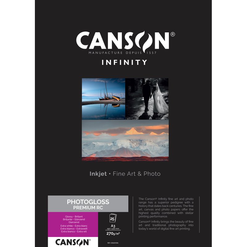 CANSON INFINITY fotopapier PhotoGloss Premium RC A4, wit, glans, 270 g/m², 2x250 vel
