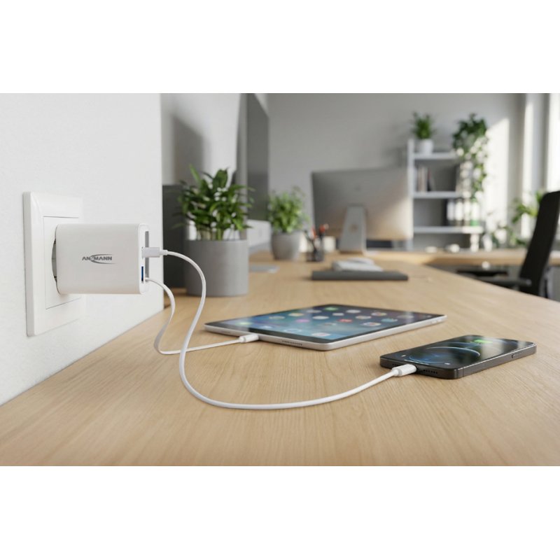 ANSMANN Home Charger USB-A/USB-C, white, 30 Watt