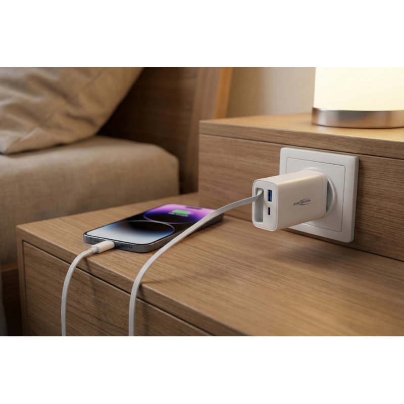 ANSMANN Home Charger USB-A/USB-C, white, 30 Watt