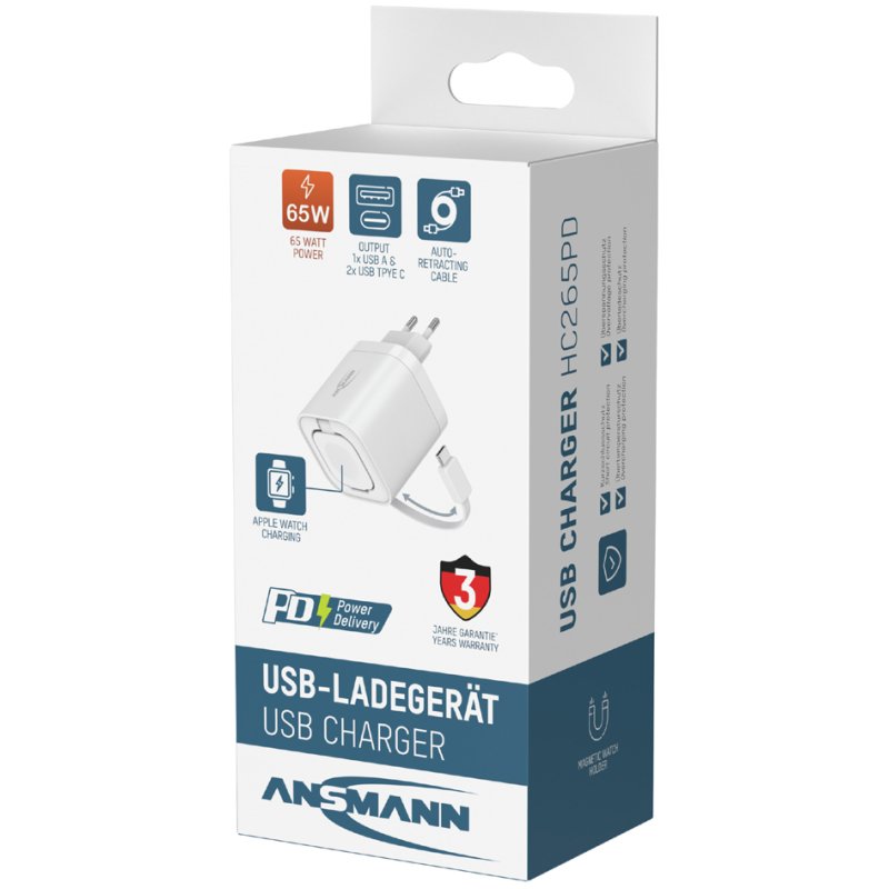 ANSMANN Home Charger, white, USB-A/USB-C, 54 watts