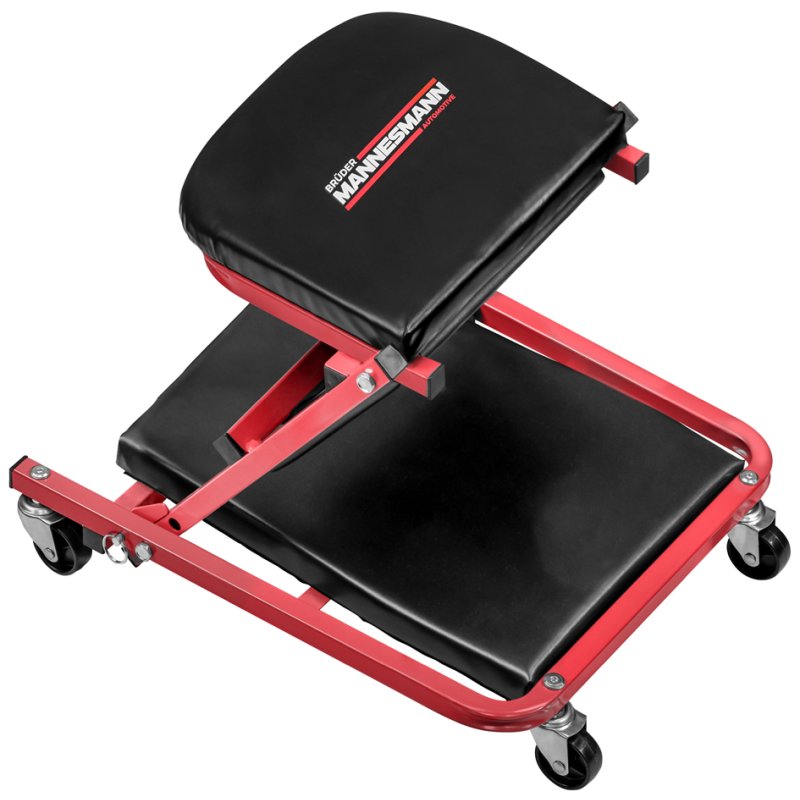 BRÜDER MANNESMANN 2-in-1 montagerollbord & werkstatthocker, zwart