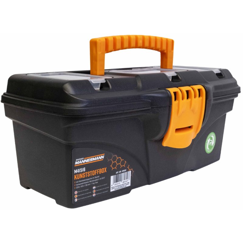 BRÜDER MANNESMANN kunststof gereedschapskoffer, zwart/oranje, 320 mm