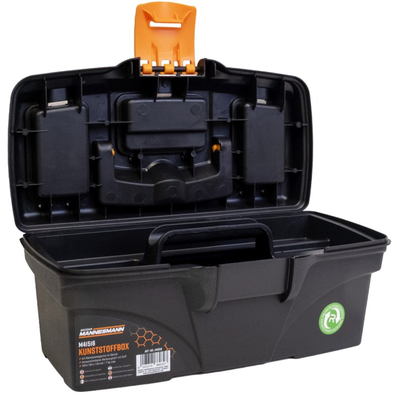 BRÜDER MANNESMANN kunststof gereedschapskoffer, zwart/oranje, 320 mm