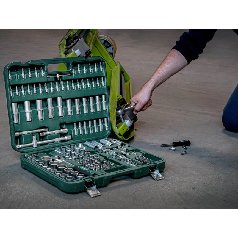BRÜDER MANNESMANN steeksleutelset 179-delig, groen, kunststofkoffer