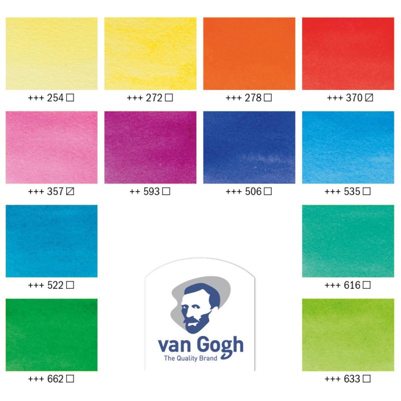Royal Talens Van Gogh aquarelverfset, 12 kleuren, gesorteerde kleuren