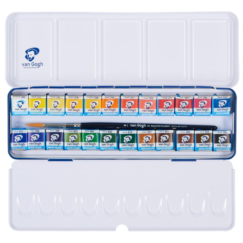 Royal Talens Van Gogh aquarellverf, 24 kleuren, metallkasten