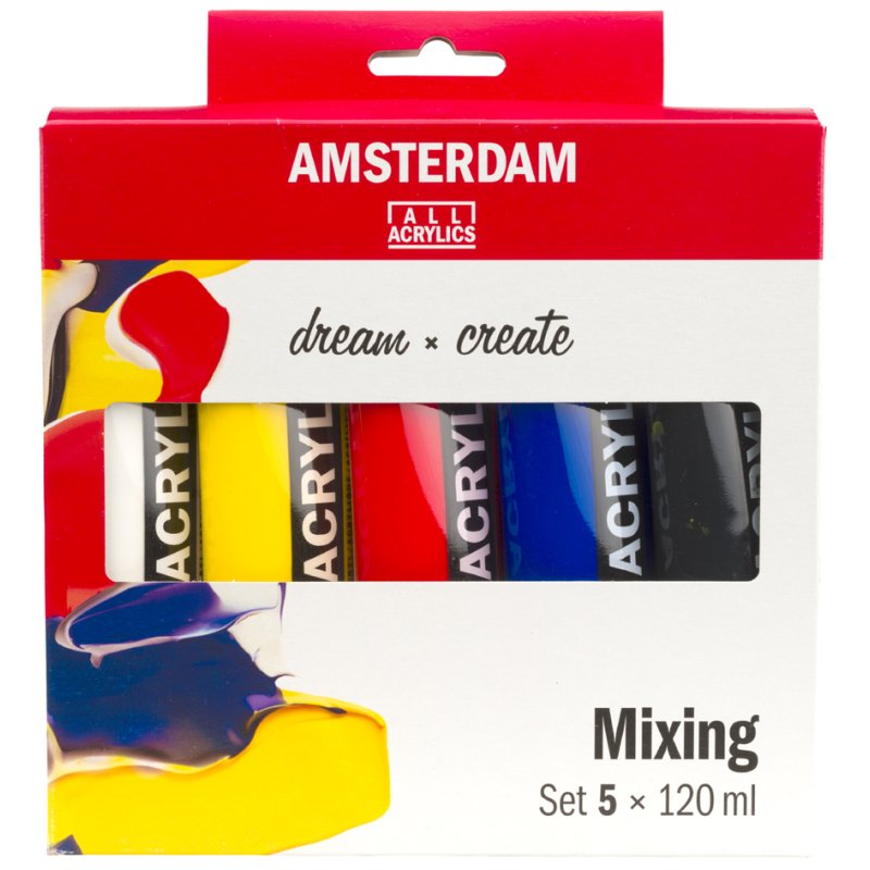 Royal Talens Amsterdam acrylverf set, 5 x 120 ml, gesorteerde kleuren