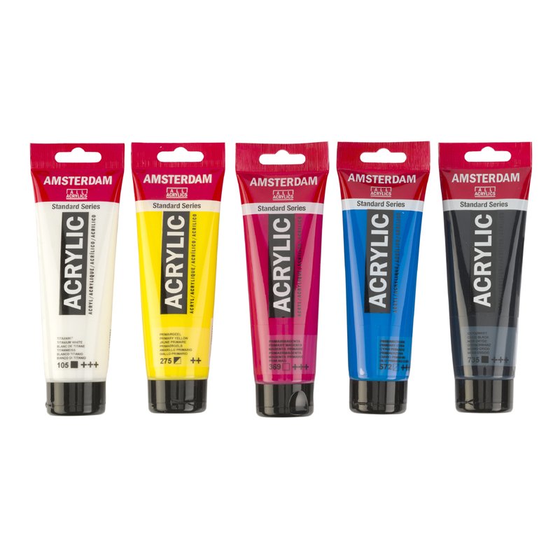 Royal Talens Amsterdam acrylverf set, 5 x 120 ml, gesorteerde kleuren
