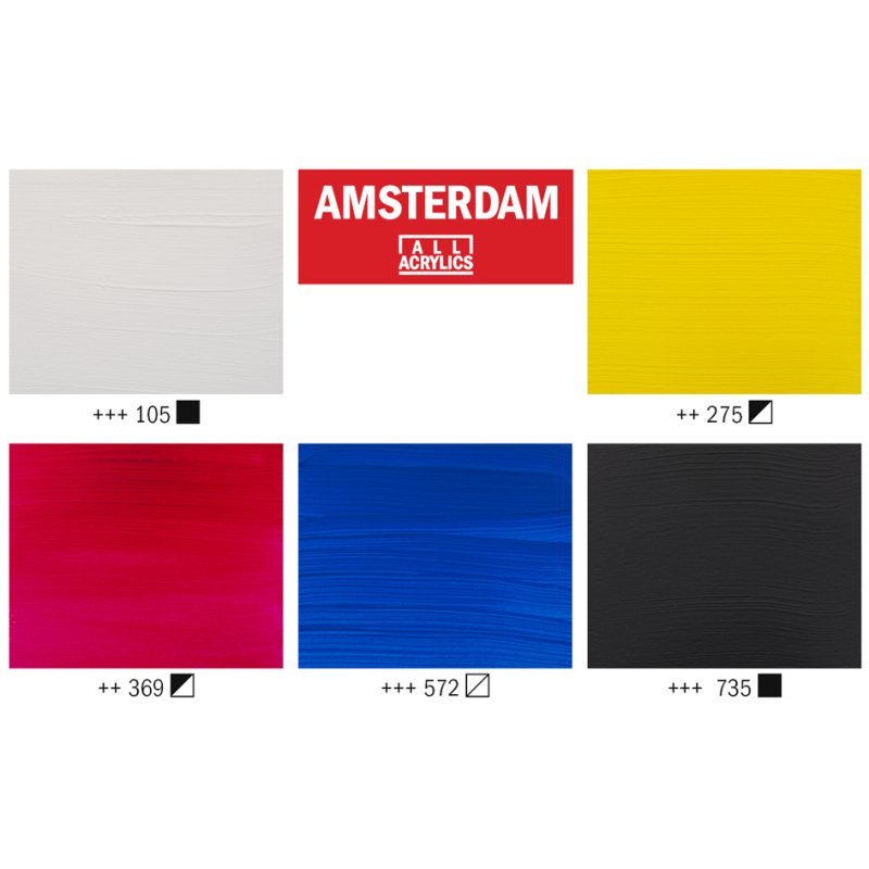 Royal Talens Amsterdam acrylverf, gesorteerde kleuren, 5 x 120 ml