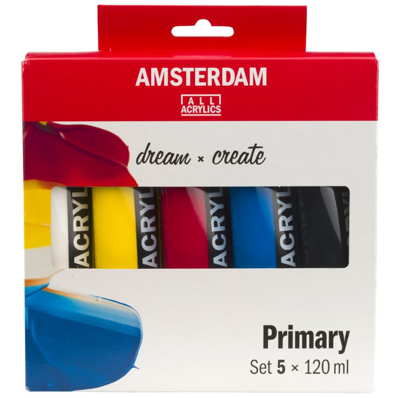 Royal Talens Amsterdam acrylverf, gesorteerde kleuren, 5 x 120 ml
