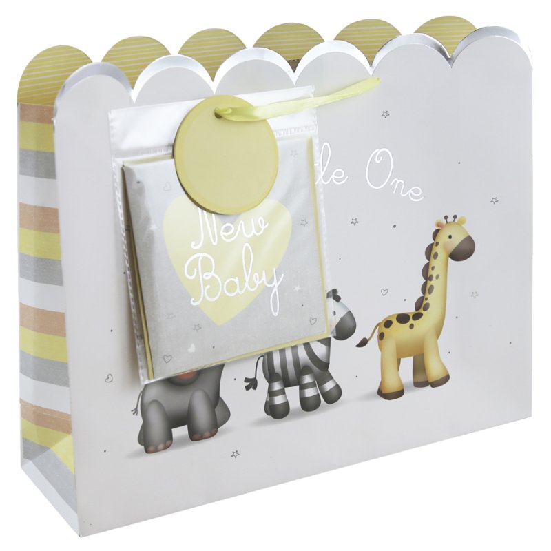 Clairefontaine gift wrap Baby large, 373×118×275 mm, yellow satin ribbon