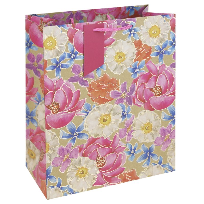 Clairefontaine gift bag Flowers, pink, 265×140×330 mm
