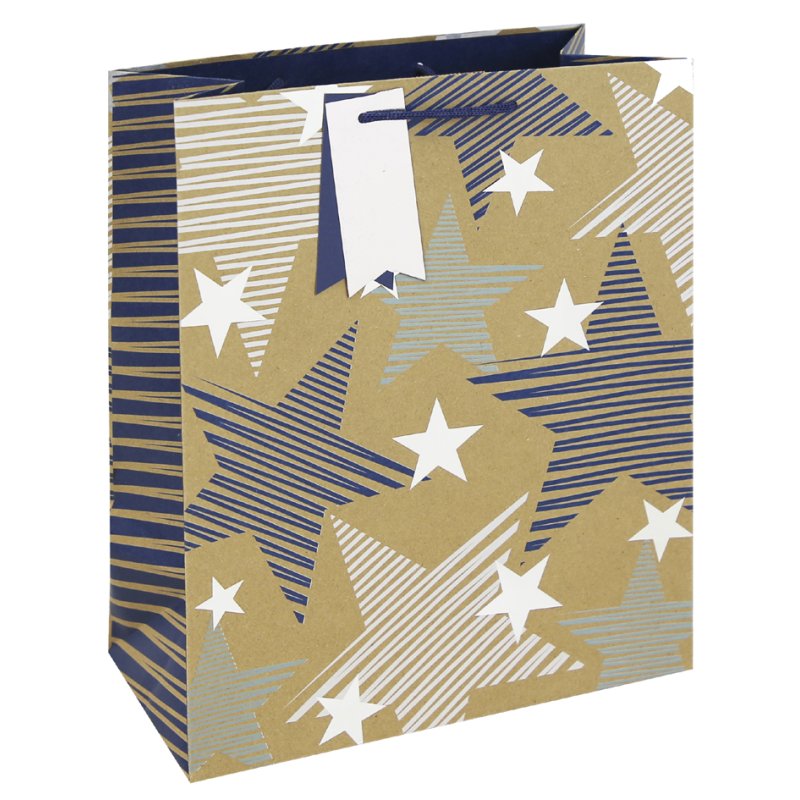 Clairefontaine gift bag Kraft Stars, black, 265×140×330 mm
