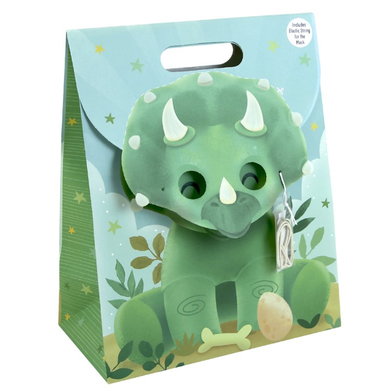 Clairefontaine gift bag Dinosaur, white kraft paper, 265×140×330 mm